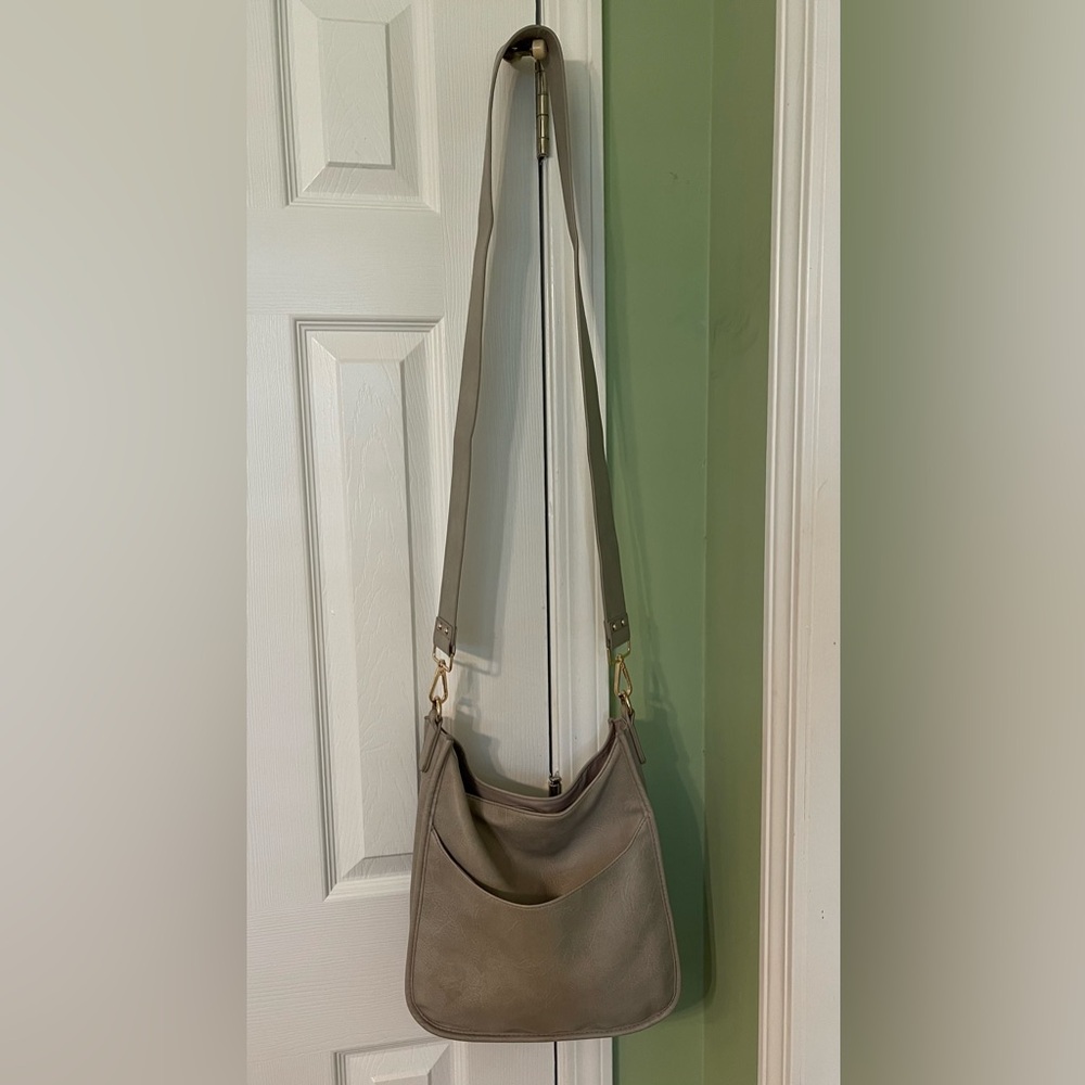 ah-dorned NY Messenger bag-gray vegan leather